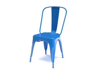 modrá kovová židle