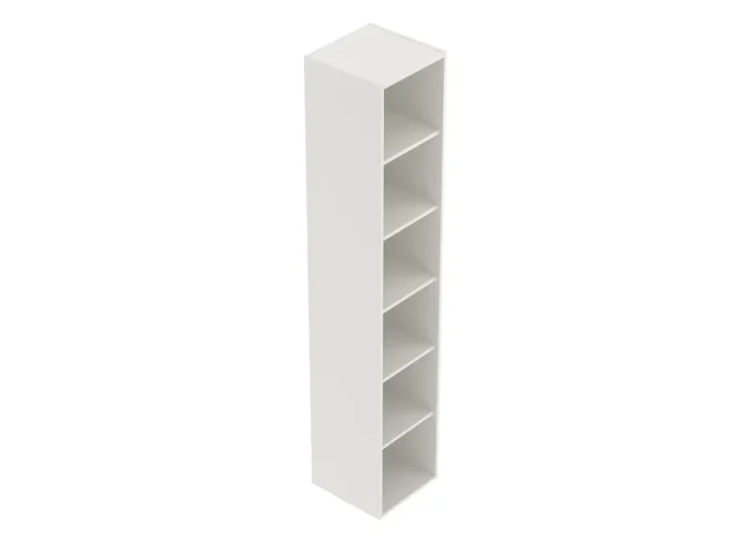 šířka 40 cm, 5 polic, výška na 6 pořadačů, otevřená