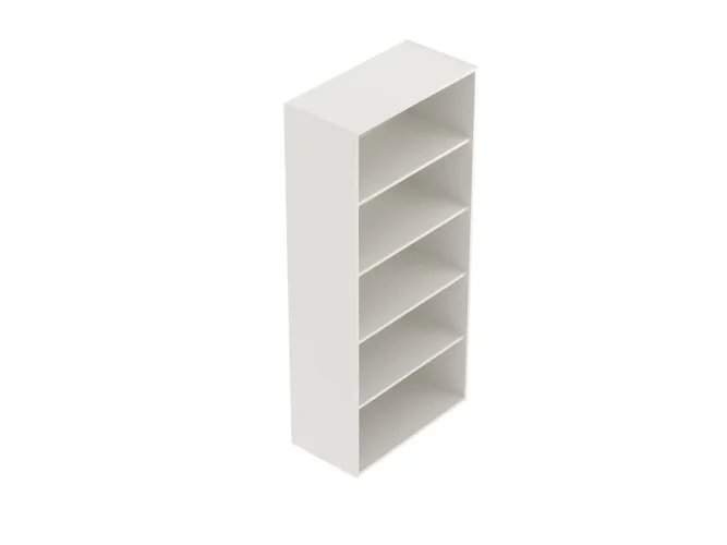 šířka 80 cm, 4 police, výška na 5 pořadačů, otevřená