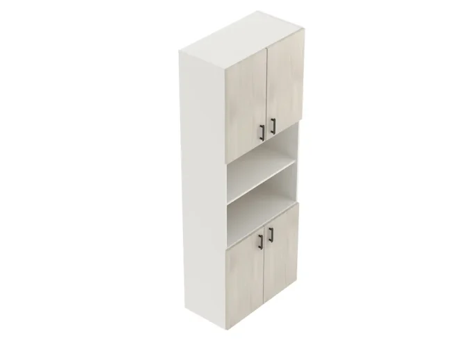 šířka 80 cm, 5 polic, výška na 6 pořadačů, 4x dvířka plná na výšku 2 pořadačů