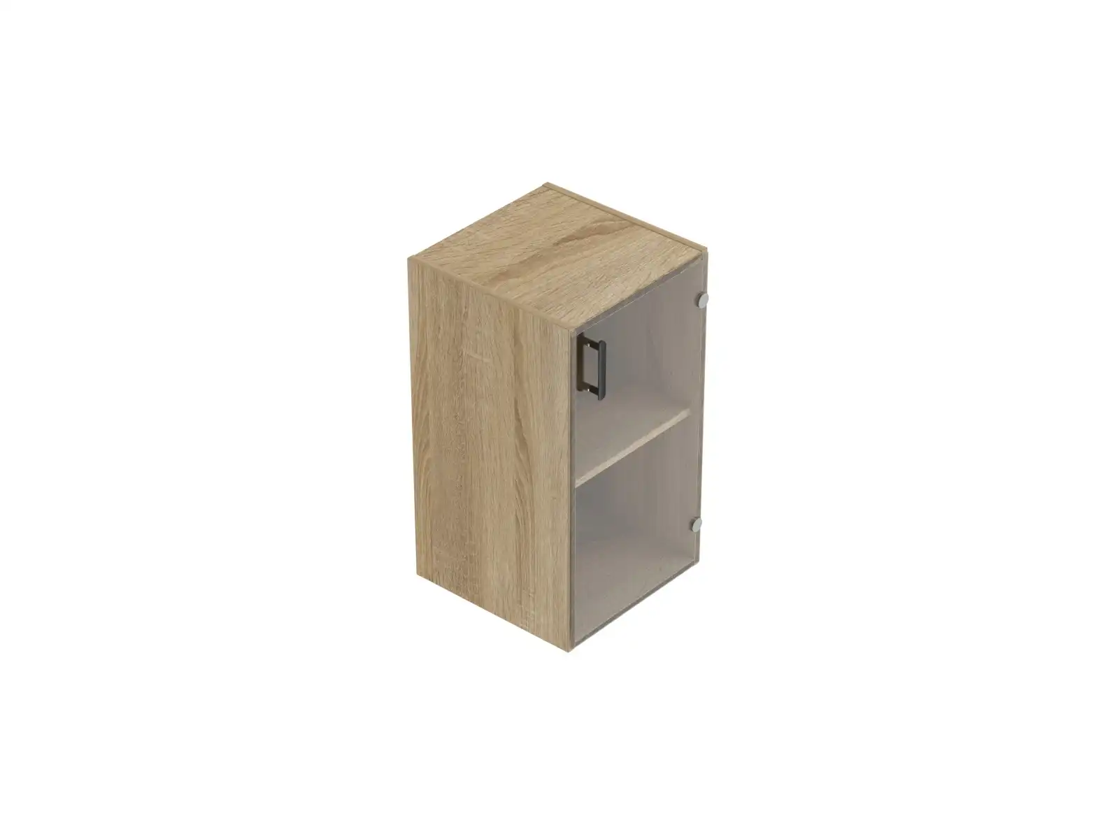 šířka 40 cm, 1 police, výška na 2 pořadače, dvířka skleněná na výšku 2 pořadačů