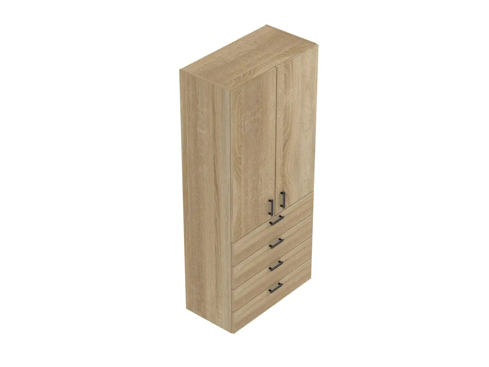 šířka 80 cm, výška na 5 pořadačů, 4 zásuvky