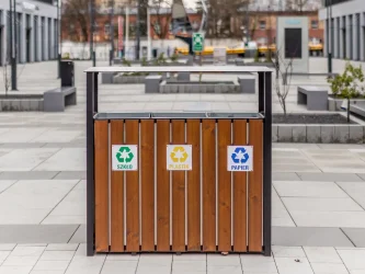odpadkový koš na tříděný odpad, 3 oddíly